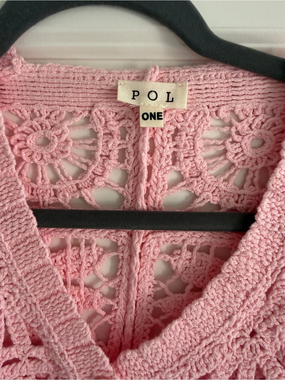 POL Granny Square Cotton Knit Cardigan Pink - Picture 3 of 7